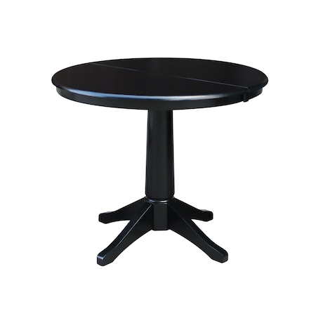International Concepts Round 36 in Rd Top Pedestal Table, 12 in Leaf, 28.9 inH, Dining Height, Black, 36 in W, 48 in L K46-36RXT-27B